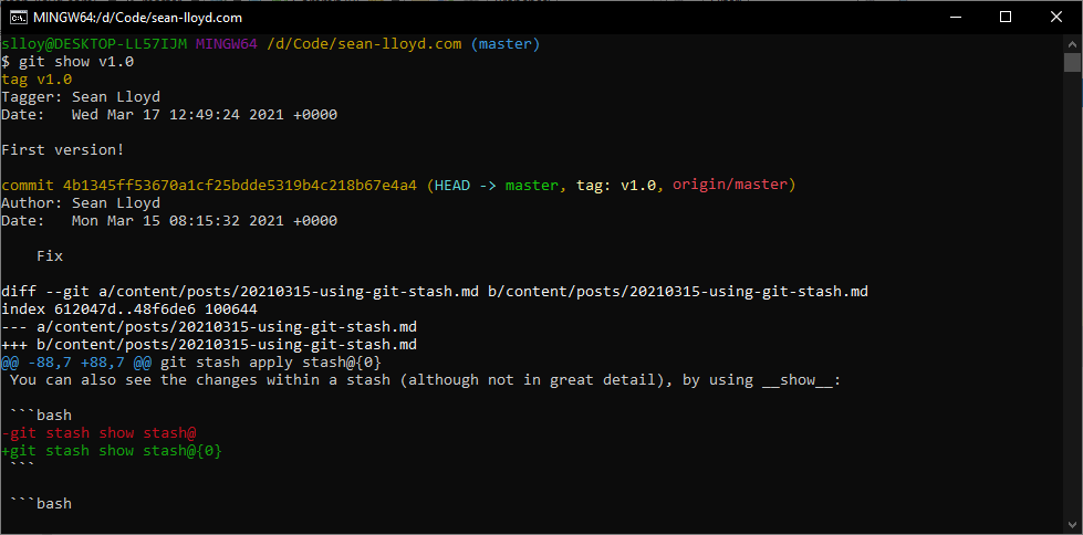 Git show tag Git show tag